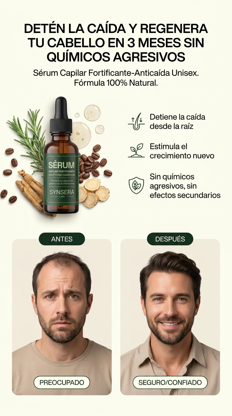 Sérum Capilar Fortificante-Anticaída (UNISEX)(ingredientes de Cafeína, Capilia Longa, Romero, Ginseng) 30 ml(Aplicar unas gotas diariamente minimo 3 meses directamente sobre el cuero cabelludo limpio, realizar un suave)
