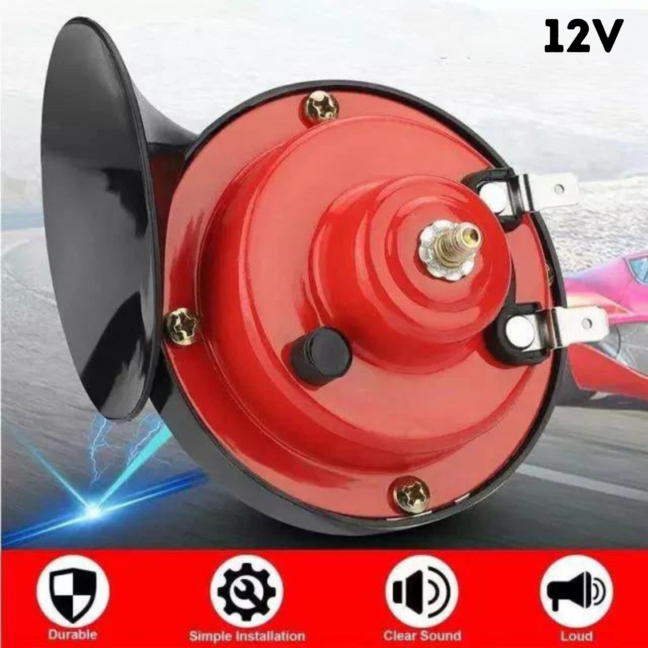 BOCINA CARACOL DOBLE 12V AUTO MOTO CAMIÓN SONIDO DE ALTA POTENCIA