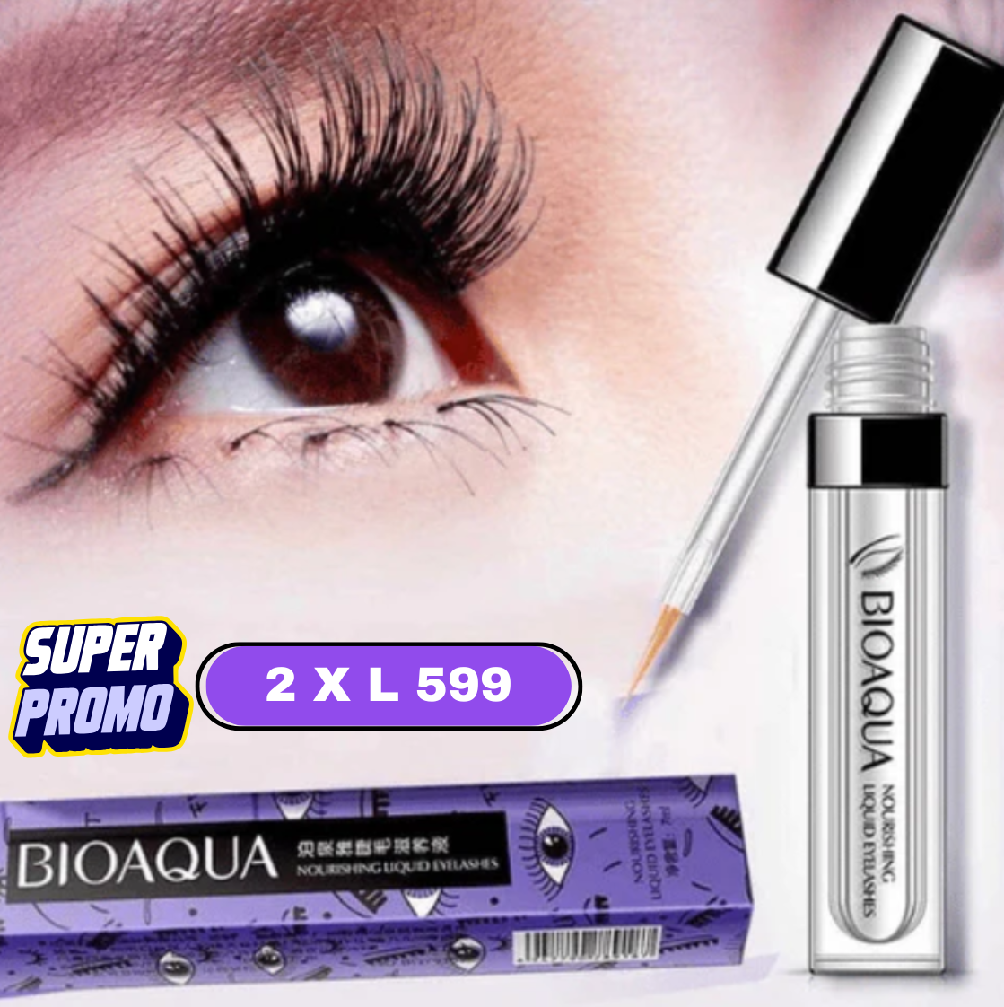 COMBO X 2 SERUM ALARGADOR Y FORTALECEDOR DE PESTAÑAS BIOAQUA.