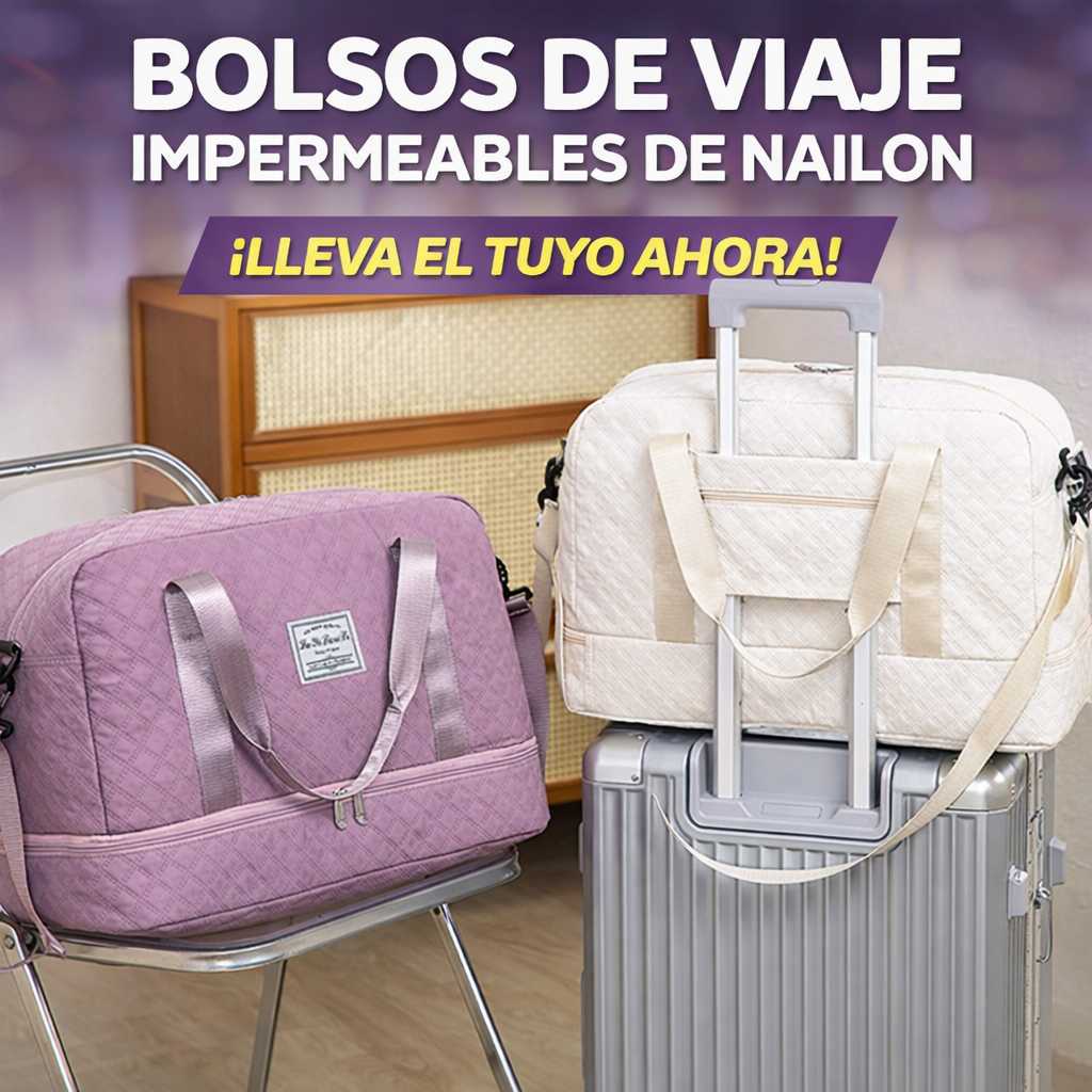 BOLSO DE VIAJE IMPERMEABLE DE NAILON – LIGERO, ELEGANTE Y PRÁCTICO