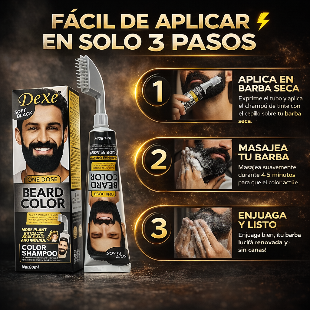DEXE CHAMPÚ TINTE NEGRO PARA BARBA