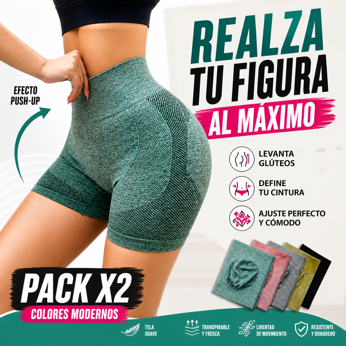 SET DE 2 SHORTS DEPORTIVOS LEVANTA COLA
