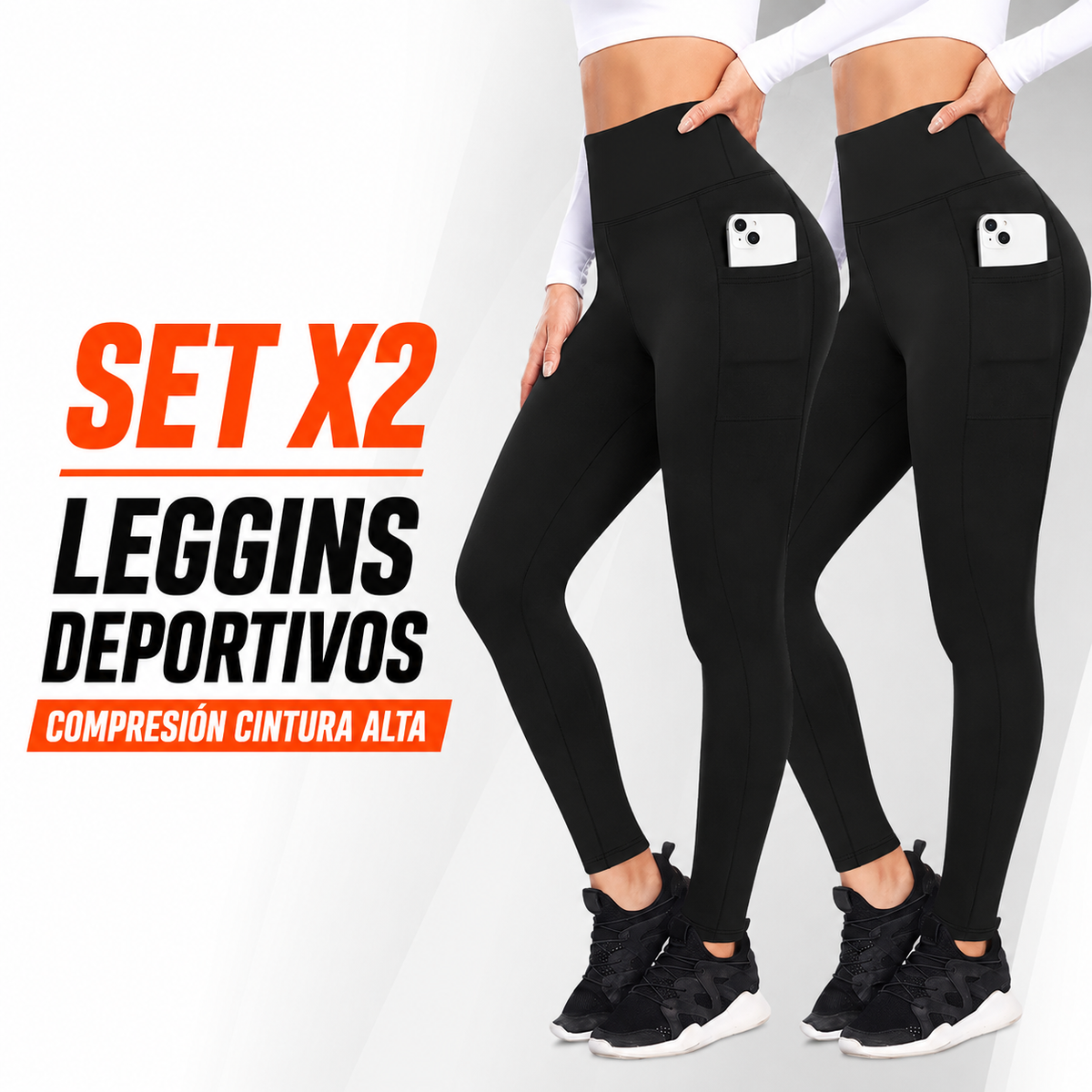 SET X2 LEGGINS DEPORTIVOS DE COMPRESIÓN CINTURA ALTA