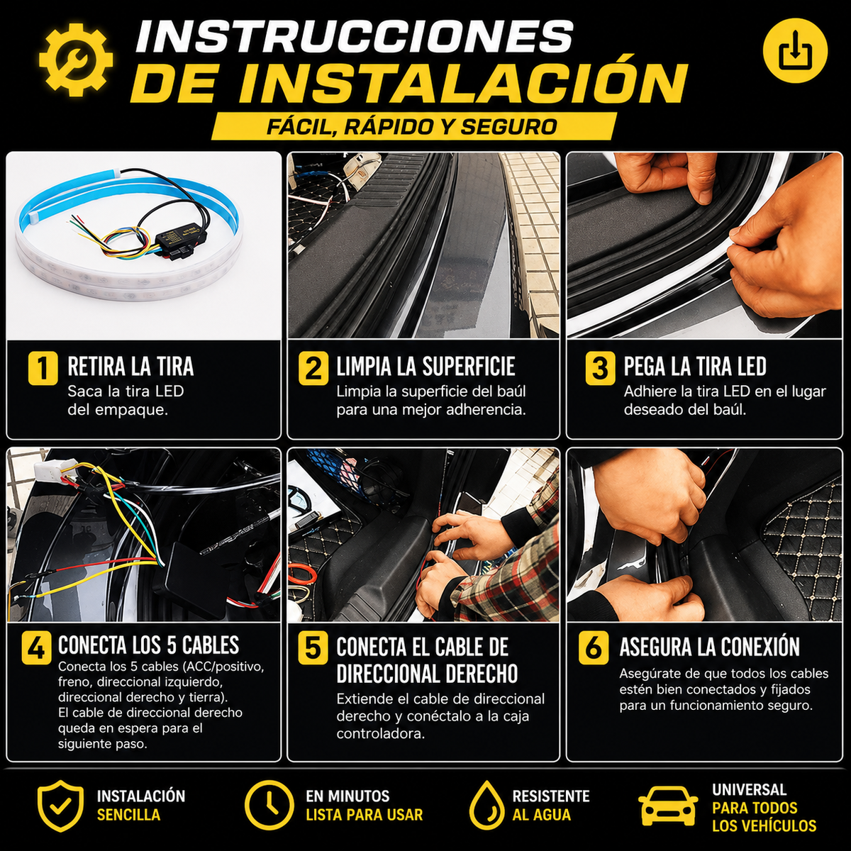 TIRA LED TRASERA MULTIFUNCIONAL PARA AUTOMÓVIL
