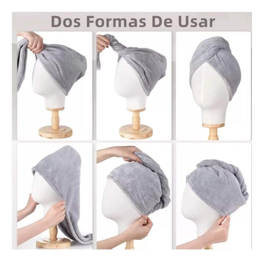 PACK X 2 TOALLAS  DE MICROFIBRA PARA RÁPIDO SECADO DE CABELLO
