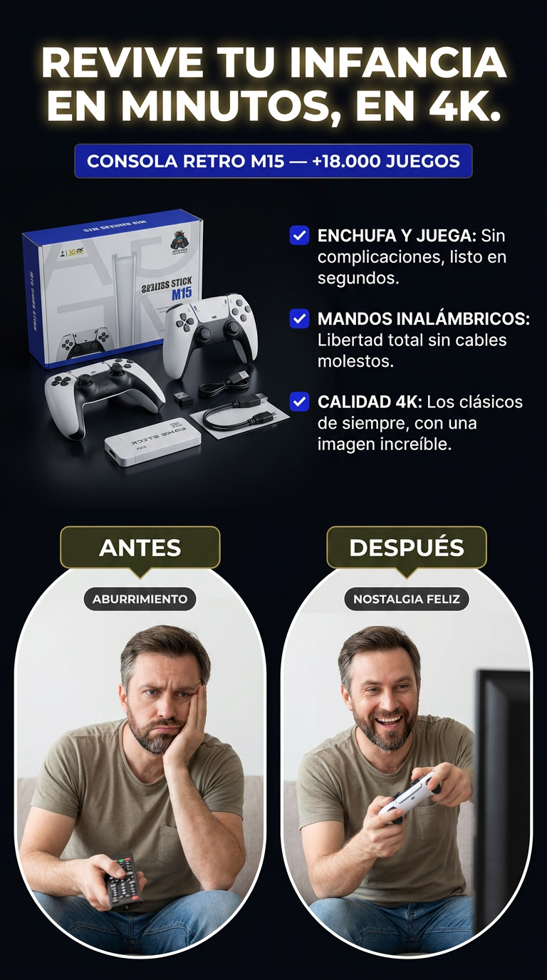 CONSOLA VIDEOJUEGOS RETROS M15:REVIVE TU INFANCIA-MÁS JUEGOS