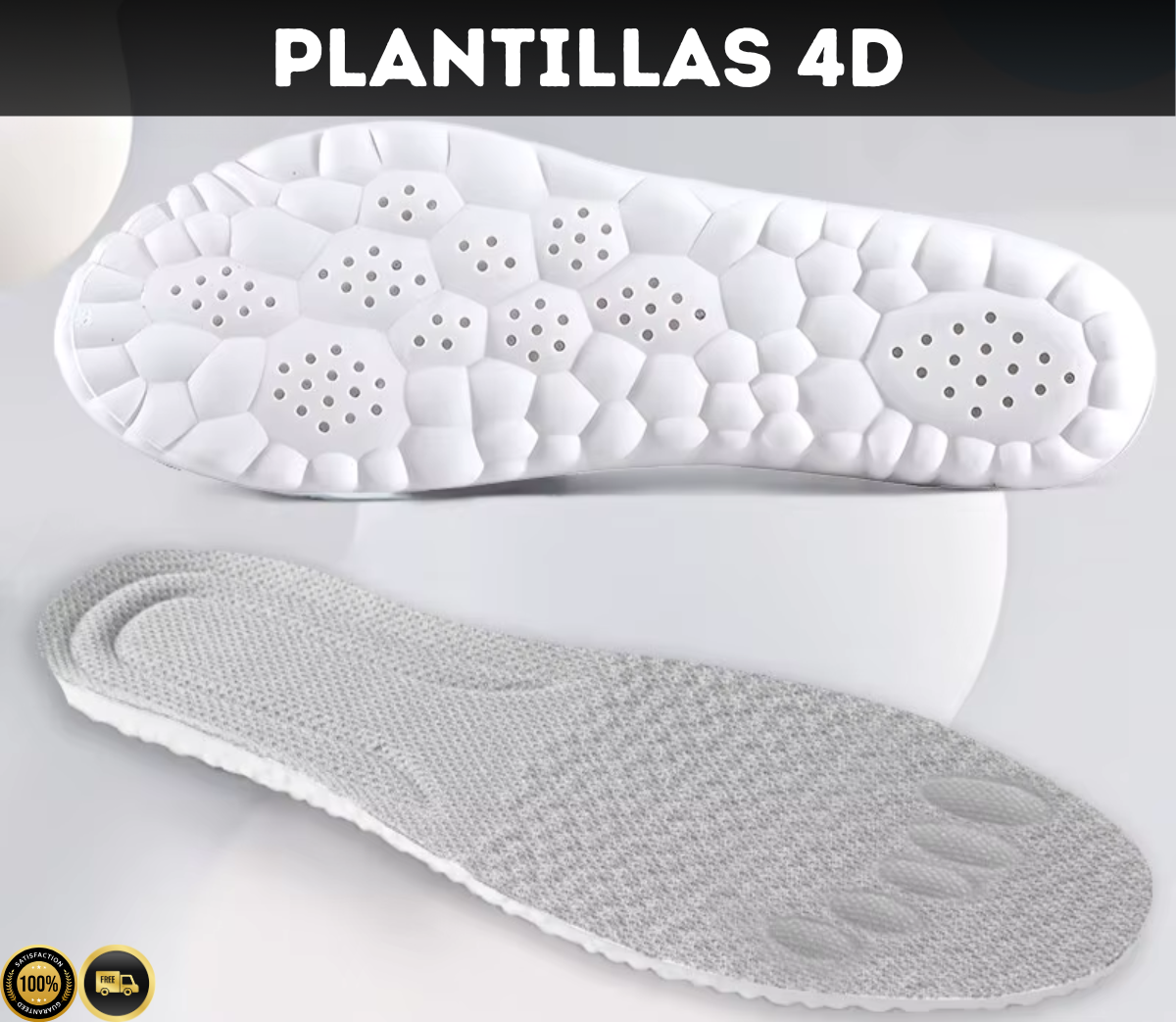 PLANTILLAS DEPORTIVAS UNISEX 4D – TRANSPIRABLES Y SÚPER ELÁSTICAS