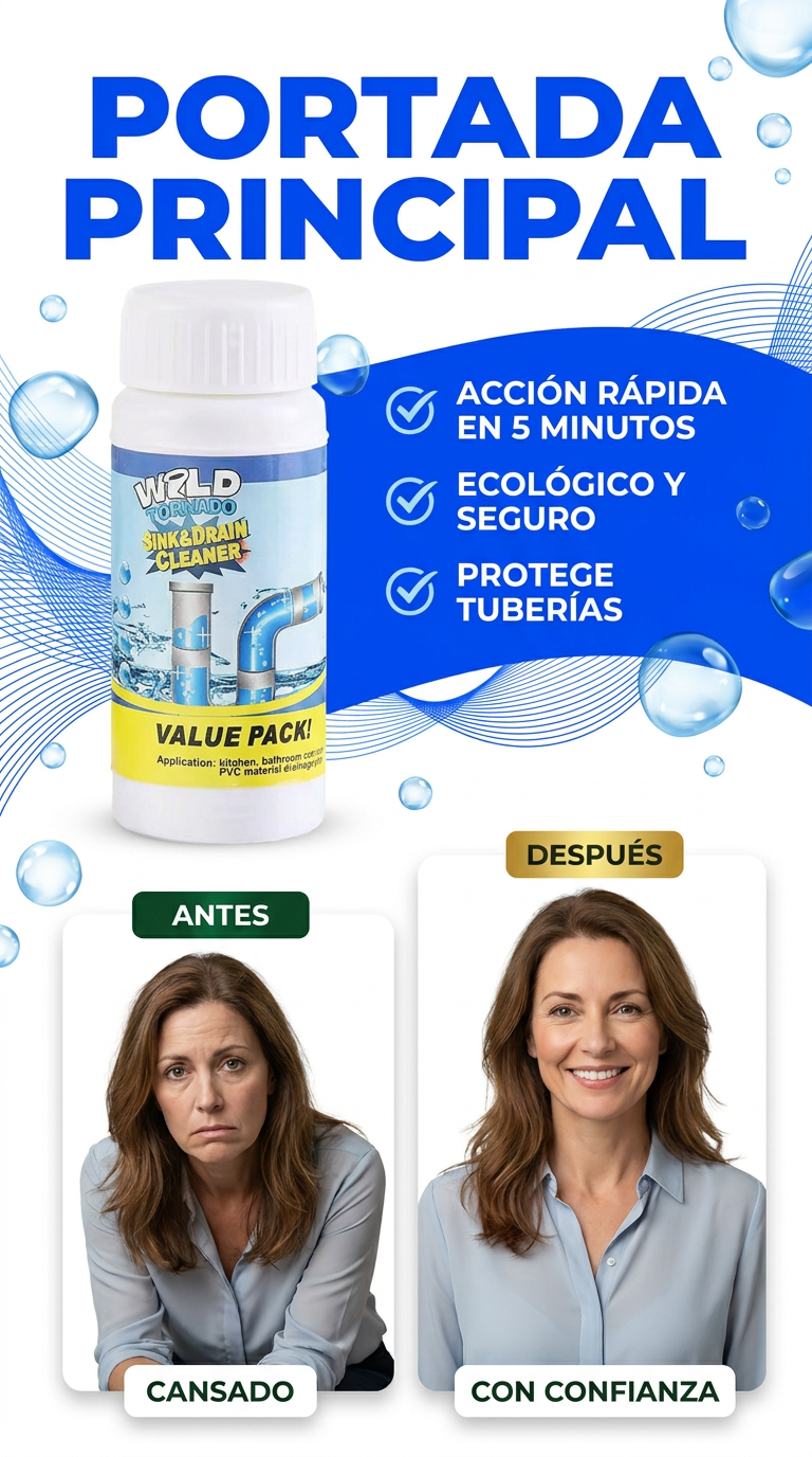 Polvo ecológico para drenajes: elimina manchas y olores difíciles de forma efectiva y segura. ¡La opción responsable para limpiar tu hogar!