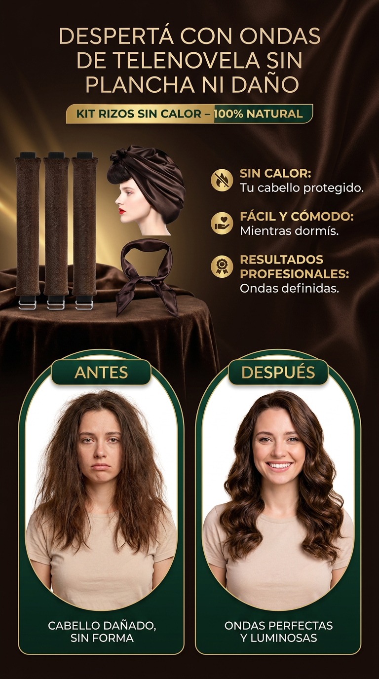 Kit Rizos Sin Calor con Pañuelo Satinado 4 en 1